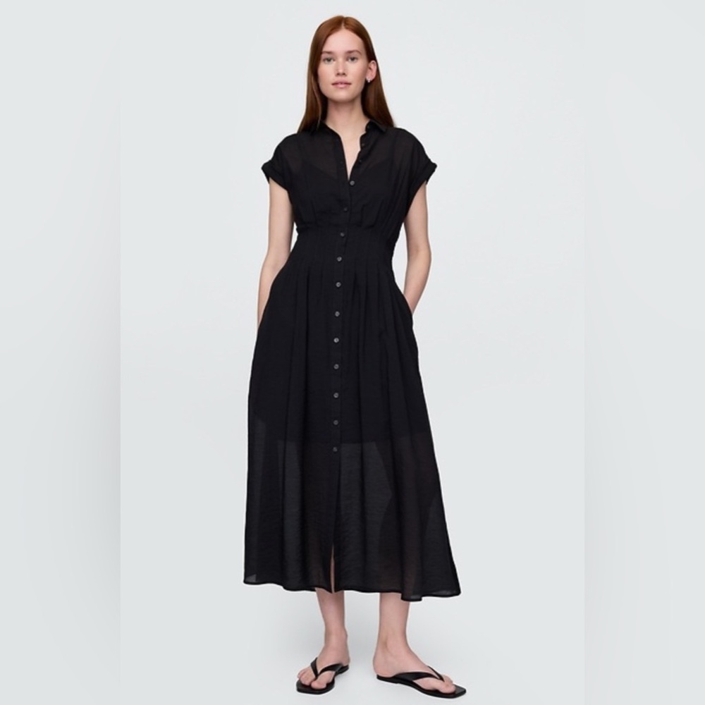 GAP Black Button-Front Maxi Dress